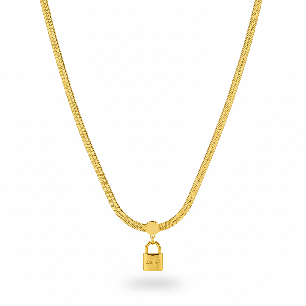 Collar Candado Amore Dorado