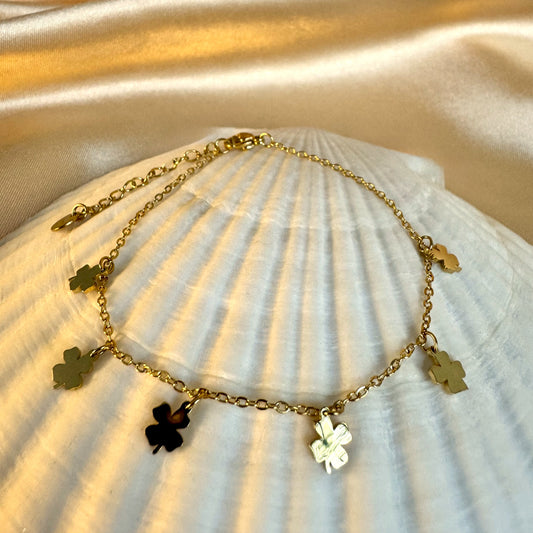 Pulsera Trébol Dorado de la Suerte