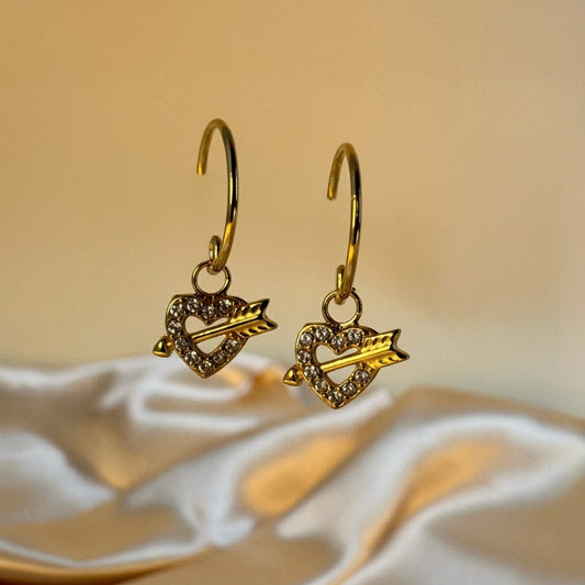 Aretes Golden Arrow Heart