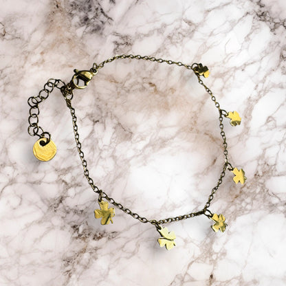 Pulsera Trébol Dorado de la Suerte
